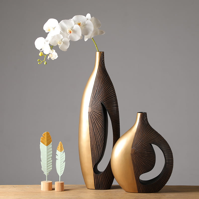 現代簡約手工樹脂工藝品家居創意裝飾花瓶擺飾