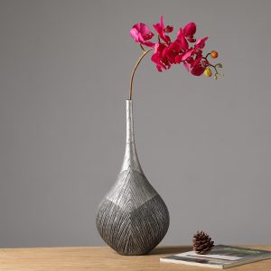 新年擺設銀色花瓶簡約現代輕奢藝術創意客廳年花裝飾擺件B4
